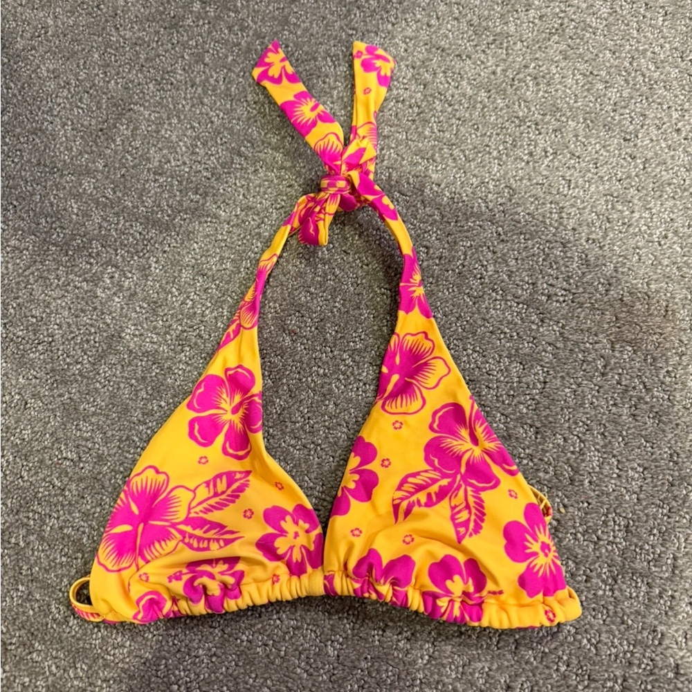 Floral Orange and Pink Bikini Top